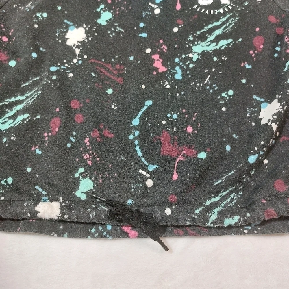 Justice Active Black Paint Splatter Hoodie Size 6